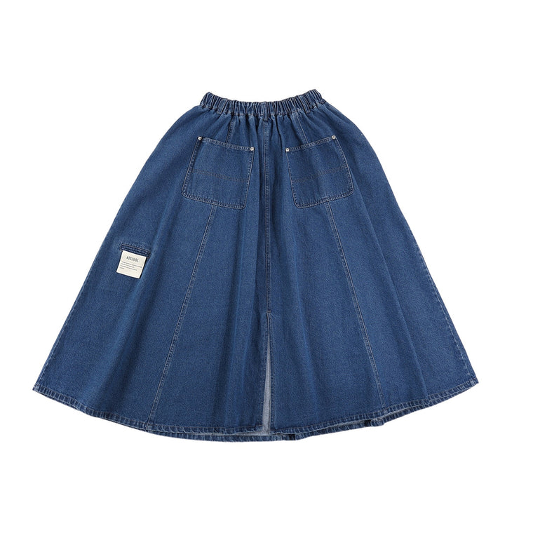 A[S]USL DENIM A-LINE SKIRT-DENIM BLUE