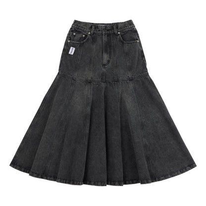 NEUTRAL SOCIETY DENIM FLARE SKIRT-BLACK DENIM