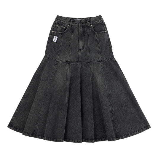 NEUTRAL SOCIETY DENIM FLARE SKIRT-BLACK DENIM
