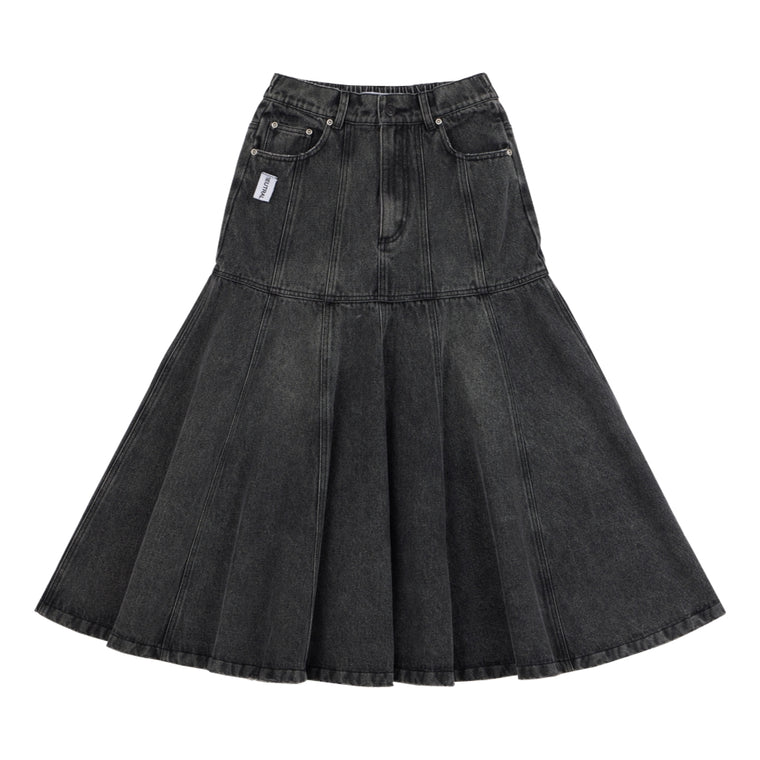 NEUTRAL SOCIETY DENIM FLARE SKIRT-BLACK DENIM