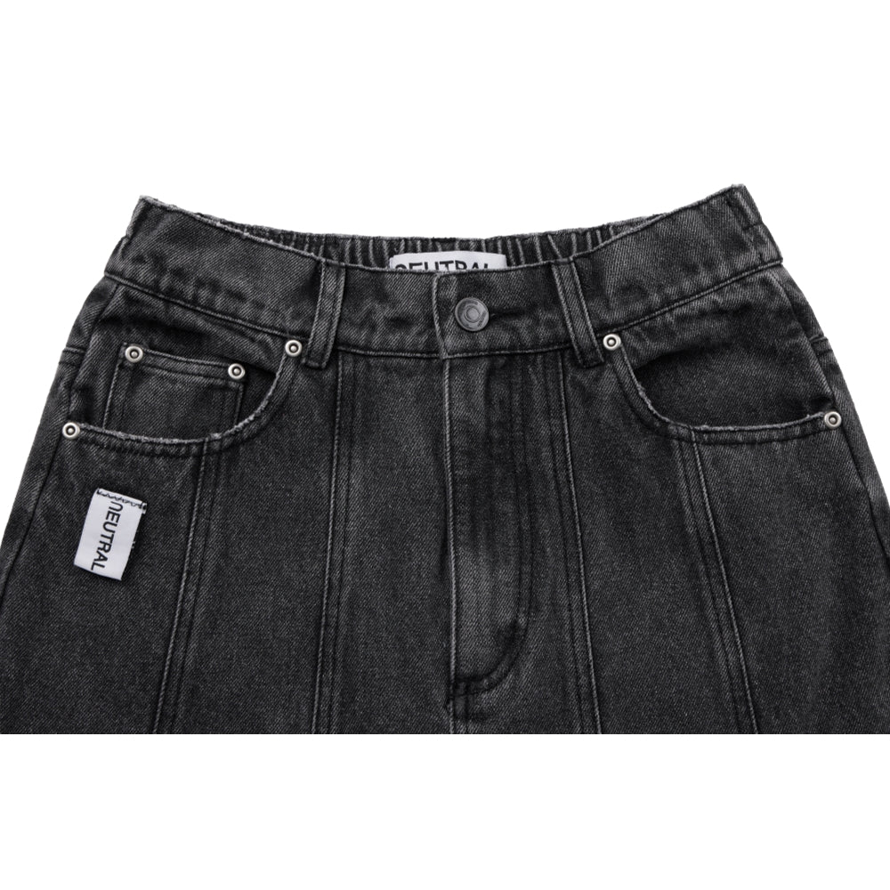 NEUTRAL SOCIETY DENIM FLARE SKIRT-BLACK DENIM