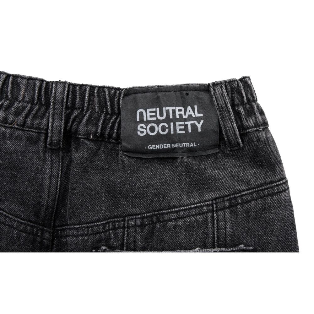 NEUTRAL SOCIETY DENIM FLARE SKIRT-BLACK DENIM