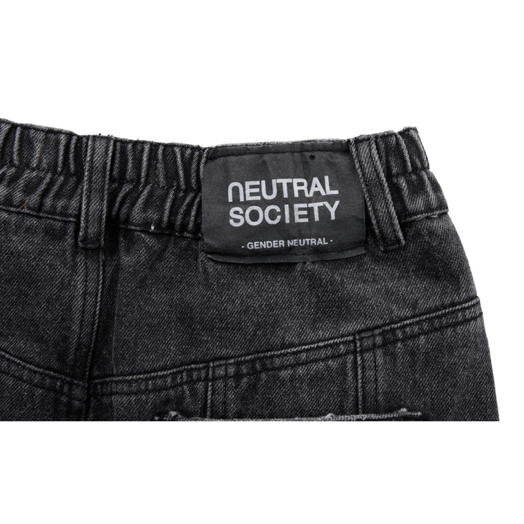 NEUTRAL SOCIETY DENIM FLARE SKIRT-BLACK DENIM