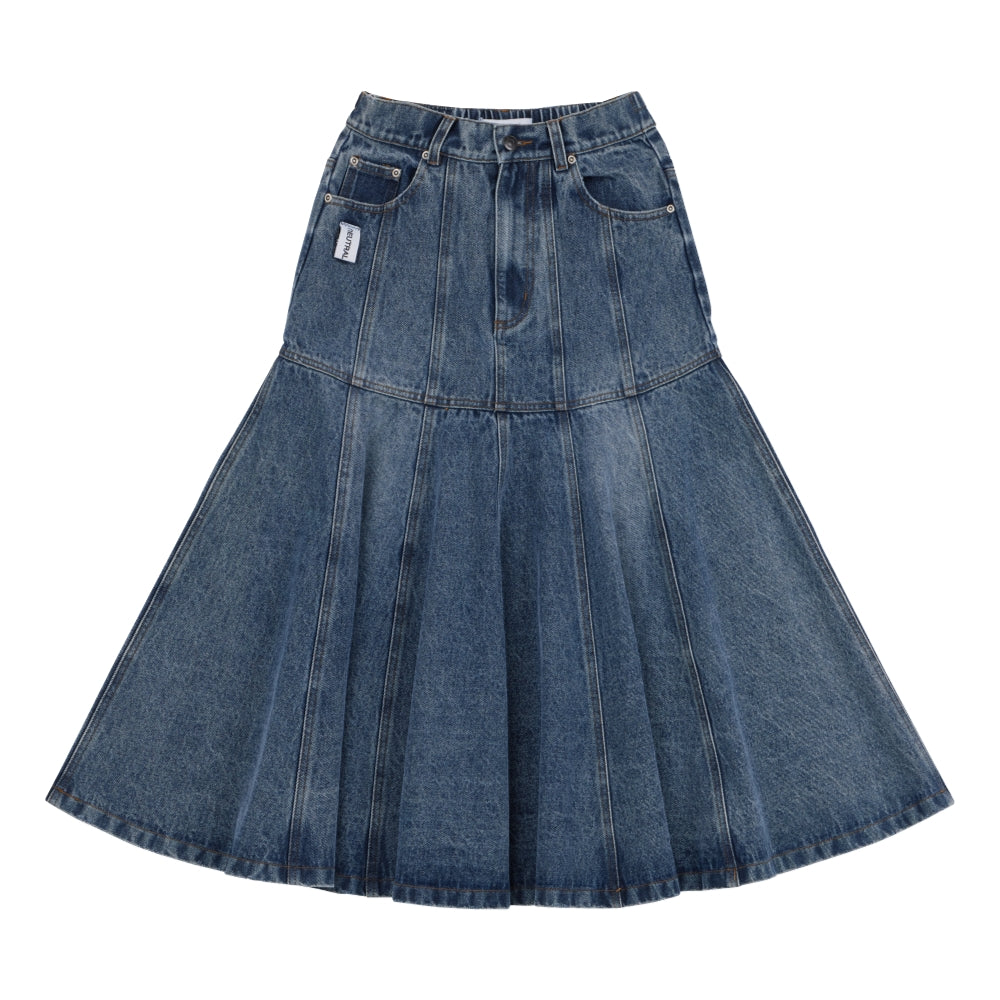 NEUTRAL SOCIETY DENIM FLARE SKIRT-BLUE DENIM