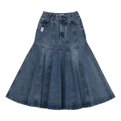 NEUTRAL SOCIETY DENIM FLARE SKIRT-BLUE DENIM