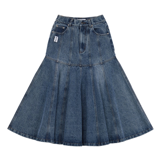 NEUTRAL SOCIETY DENIM FLARE SKIRT-BLUE DENIM