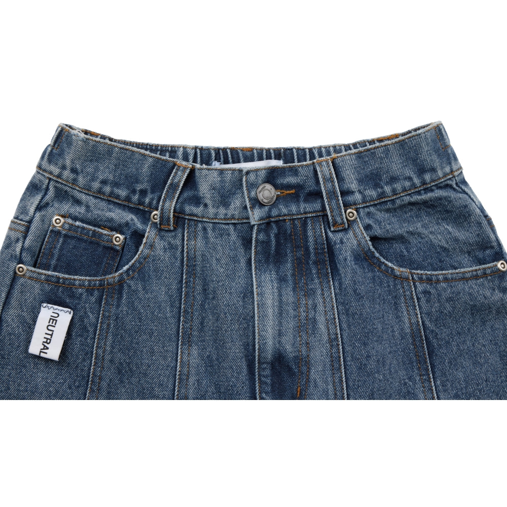 NEUTRAL SOCIETY DENIM FLARE SKIRT-BLUE DENIM