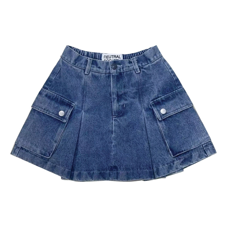 NEUTRAL SOCIETY DENIM MINI SKIRT-BLUE DENIM
