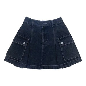 NEUTRAL SOCIETY DENIM MINI SKIRT-BLACK DENIM