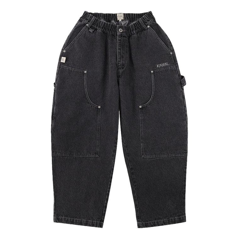 A[S]USL DENIM PATCHWORK PANTS-DENIM BLACK