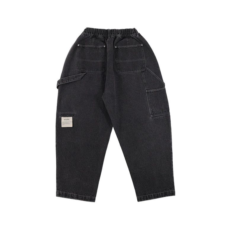 A[S]USL DENIM PATCHWORK PANTS-DENIM BLACK