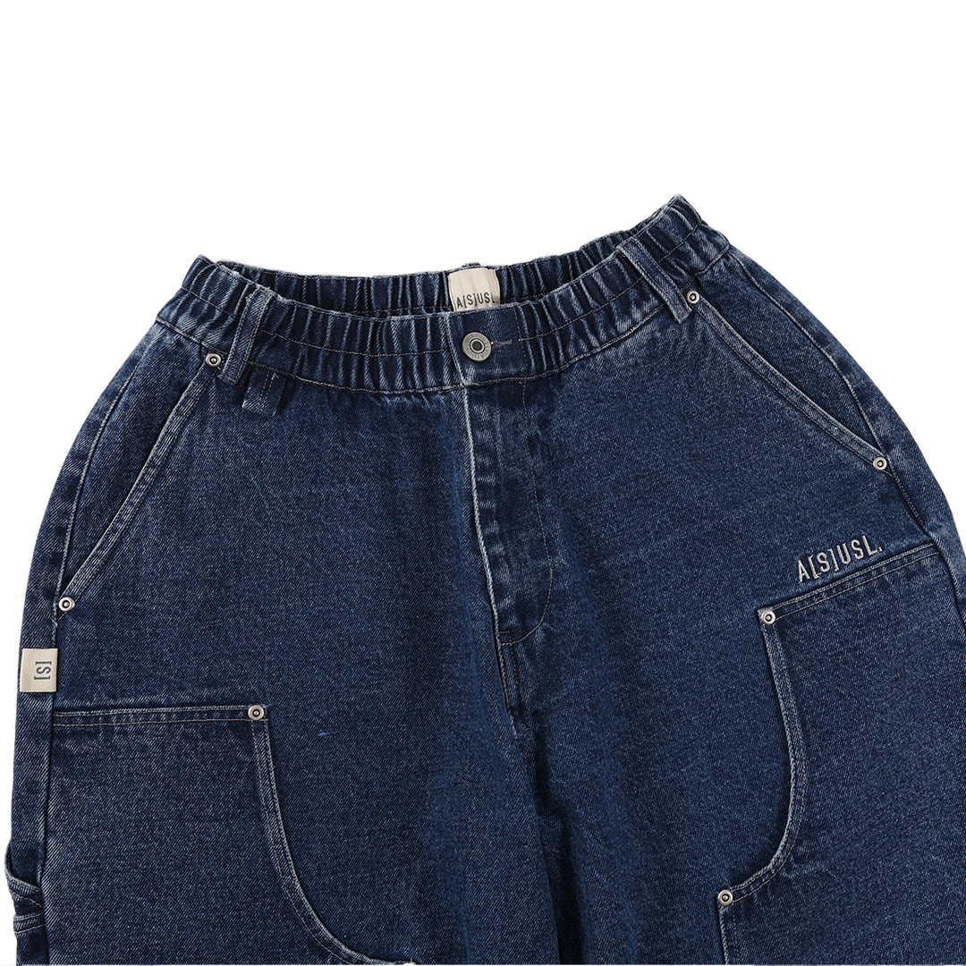 A[S]USL DENIM PATCHWORK PANTS-DENIM BLUE