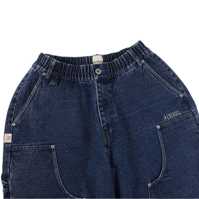 A[S]USL DENIM PATCHWORK PANTS-DENIM BLUE