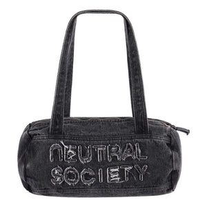 NEUTRAL SOCIETY DENIM SHOULDER BAG-BLACK DENIM