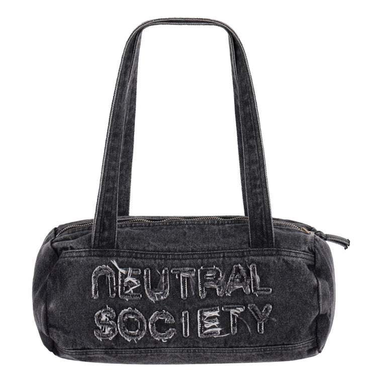 NEUTRAL SOCIETY DENIM SHOULDER BAG-BLACK DENIM