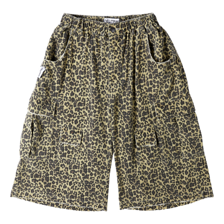 NEUTRAL SOCIETY DESTROY CROPPED CARGO PANTS-LEOPARD