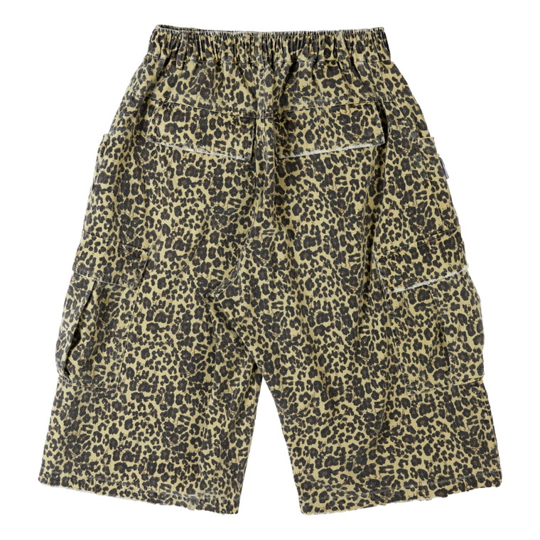 NEUTRAL SOCIETY DESTROY CROPPED CARGO PANTS-LEOPARD