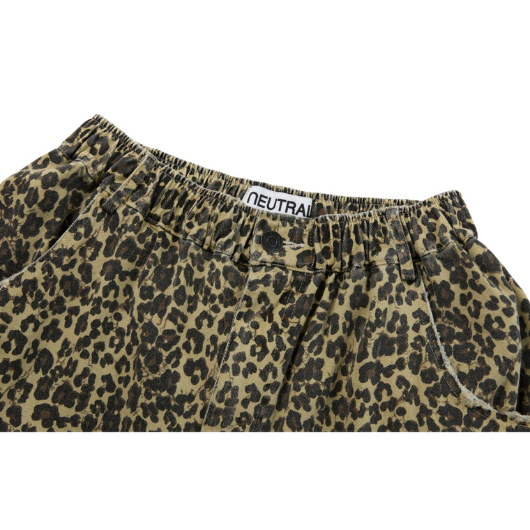 NEUTRAL SOCIETY DESTROY CROPPED CARGO PANTS-LEOPARD