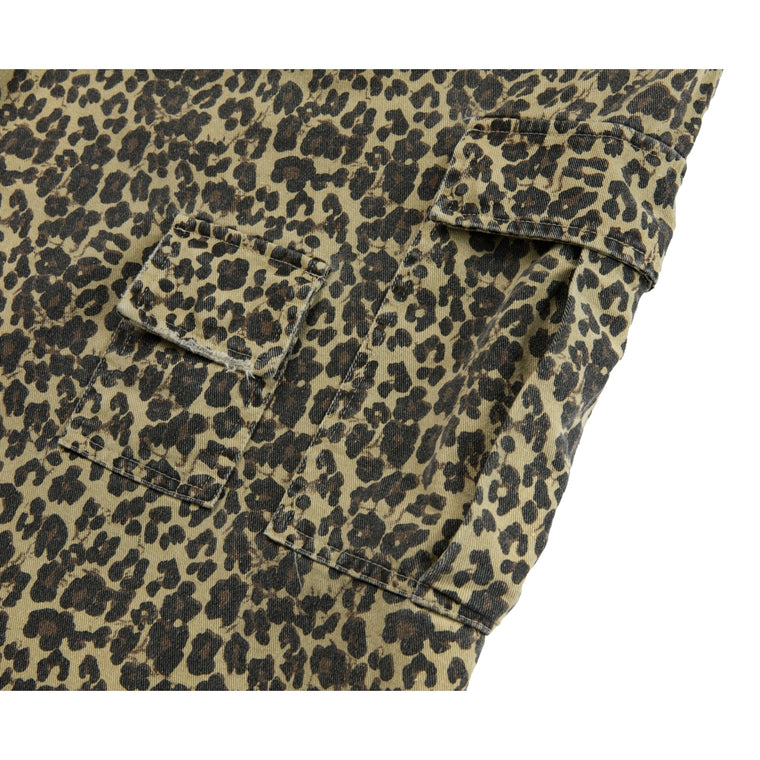 NEUTRAL SOCIETY DESTROY CROPPED CARGO PANTS-LEOPARD