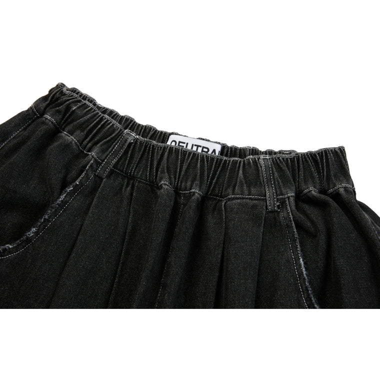 NEUTRAL SOCIETY DETACHABLE DENIM SKIRT-BLACK DENIM