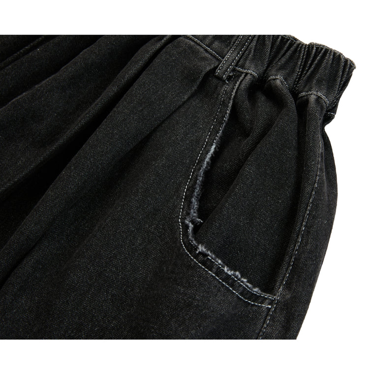 NEUTRAL SOCIETY DETACHABLE DENIM SKIRT-BLACK DENIM