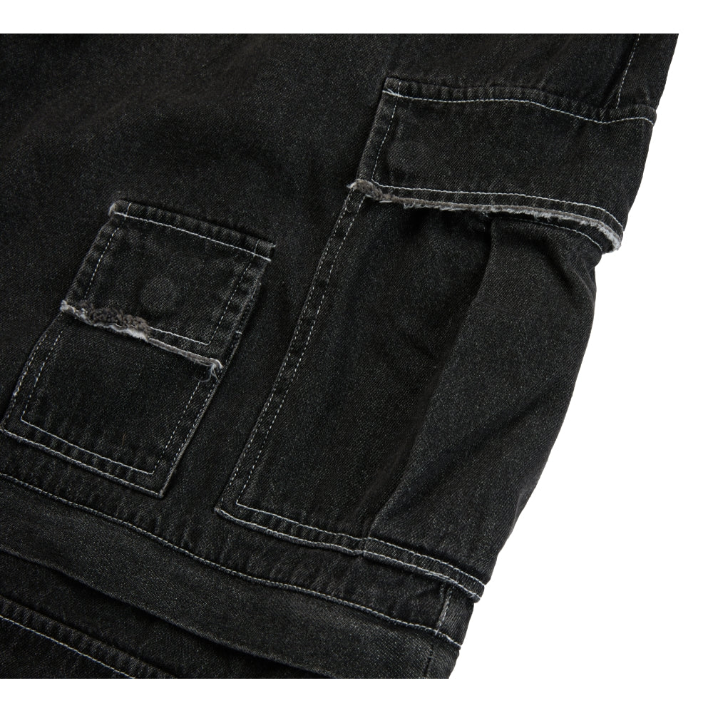 NEUTRAL SOCIETY DETACHABLE DENIM SKIRT-BLACK DENIM