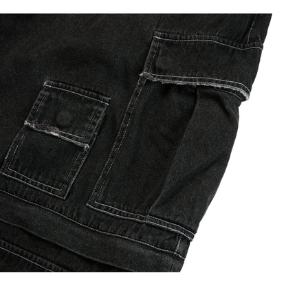 NEUTRAL SOCIETY DETACHABLE DENIM SKIRT-BLACK DENIM