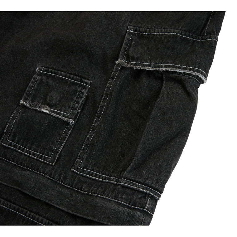 NEUTRAL SOCIETY DETACHABLE DENIM SKIRT-BLACK DENIM