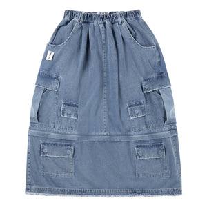 NEUTRAL SOCIETY DETACHABLE DENIM SKIRT-BLUE DENIM