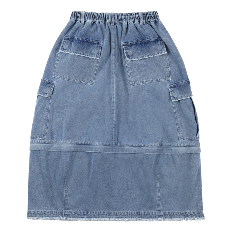 NEUTRAL SOCIETY DETACHABLE DENIM SKIRT-BLUE DENIM