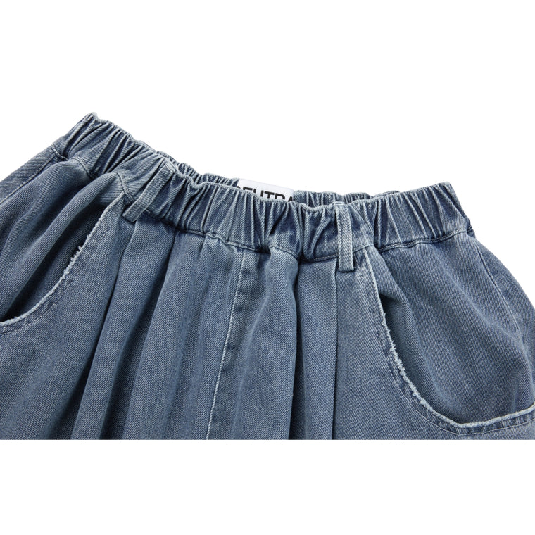 NEUTRAL SOCIETY DETACHABLE DENIM SKIRT-BLUE DENIM
