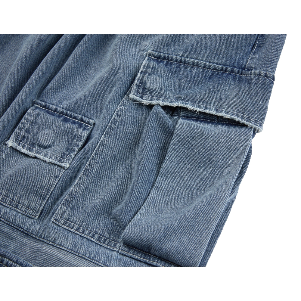 NEUTRAL SOCIETY DETACHABLE DENIM SKIRT-BLUE DENIM
