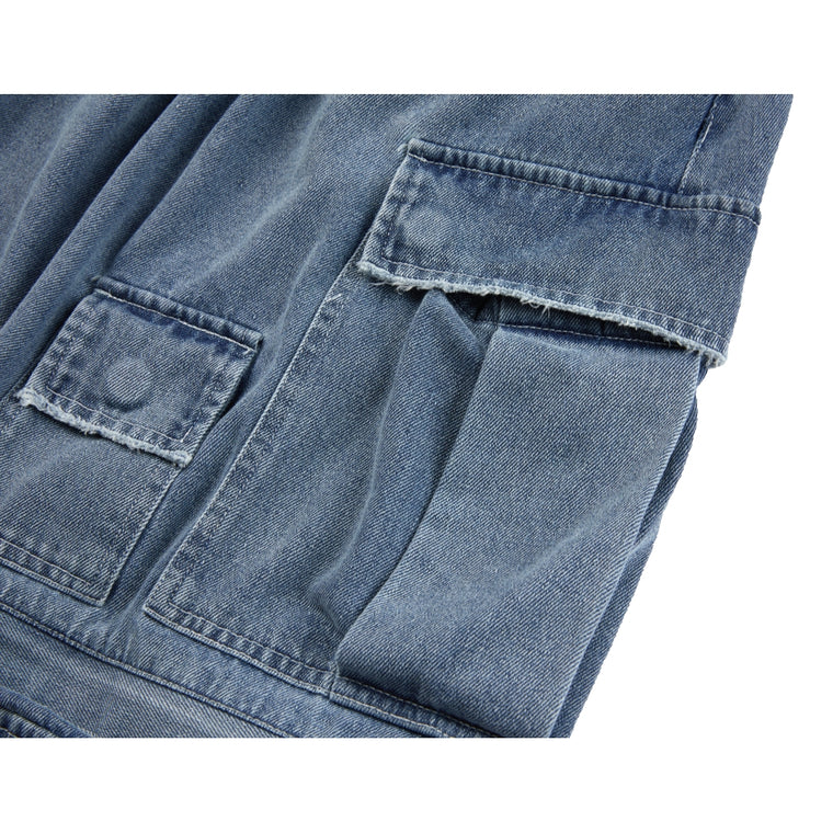 NEUTRAL SOCIETY DETACHABLE DENIM SKIRT-BLUE DENIM