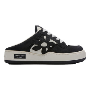 ARTICLE NO. DISTORTED FLORAL BURGER MULE-WHITE/BLACK