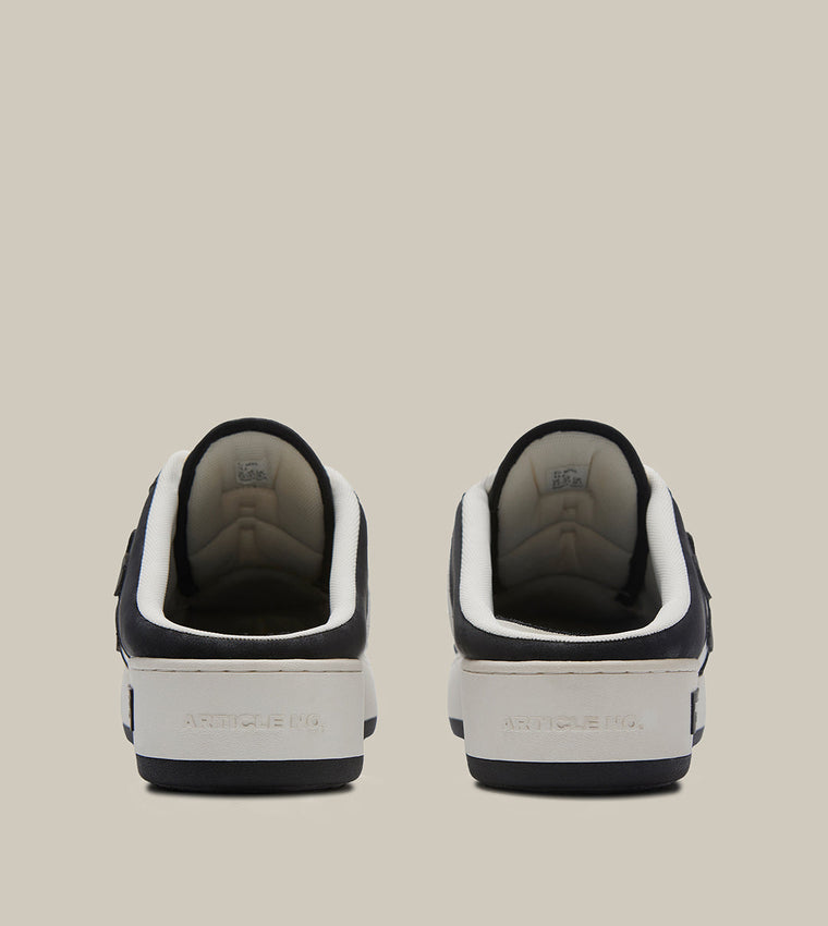 ARTICLE NO. DISTORTED FLORAL BURGER MULE-WHITE/BLACK