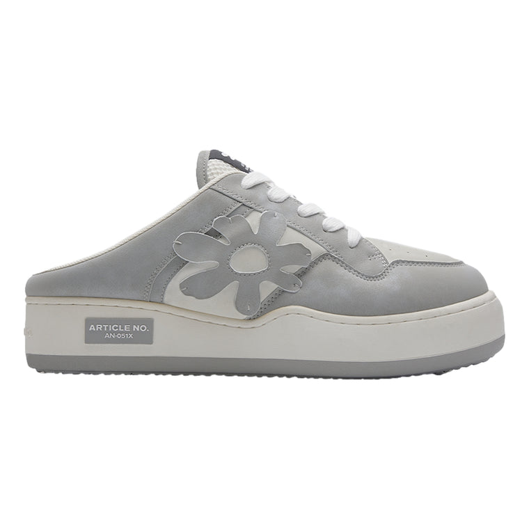 ARTICLE NO. DISTORTED FLORAL BURGER MULE-WHITE/GREY