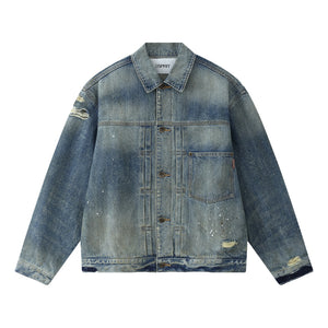 ESPRIT DISTRESSED OVERSIZED DENIM JACKET-BLUE