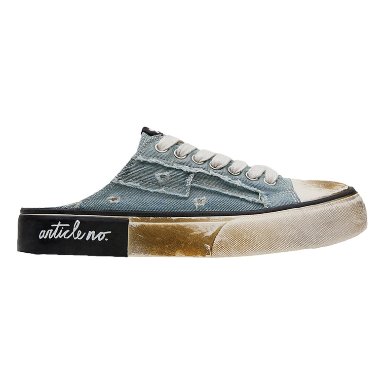 ARTICLE NO. DISTRESSED PATCHWORK SLIP-ON MULE VULCANIZED-DENIM DIRTY