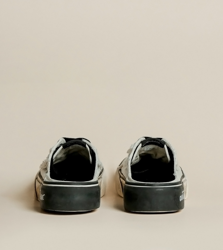 ARTICLE NO. DISTRESSED PATCHWORK SLIP-ON MULE VULCANIZED-WHITE DIRTY