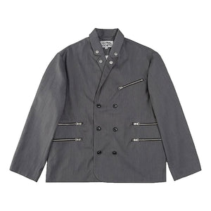 NEUTRAL SOCIETY DOUBLE BREASTED OVERSIZE ZIPPER BLAZER-GREY