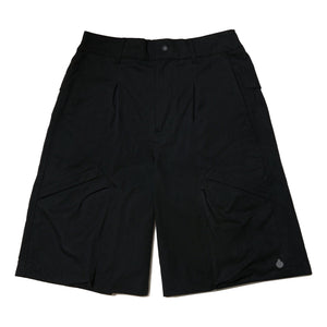 OPEN DIALOGUE DOUBLE PLEATS CARGO SHORTS-BLACK