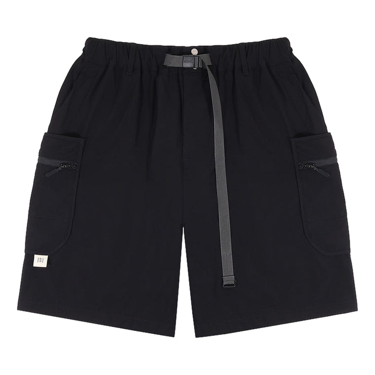 A[S]USL DOUBLE ZIPPER POCKETS SHORTS-BLACK