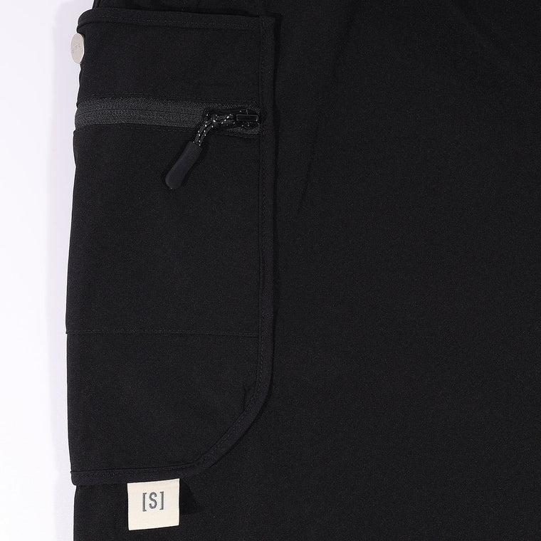A[S]USL DOUBLE ZIPPER POCKETS SHORTS-BLACK