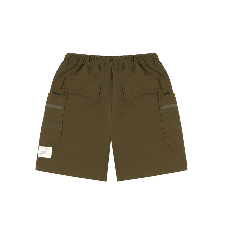 A[S]USL DOUBLE ZIPPER POCKETS SHORTS-OLIVE