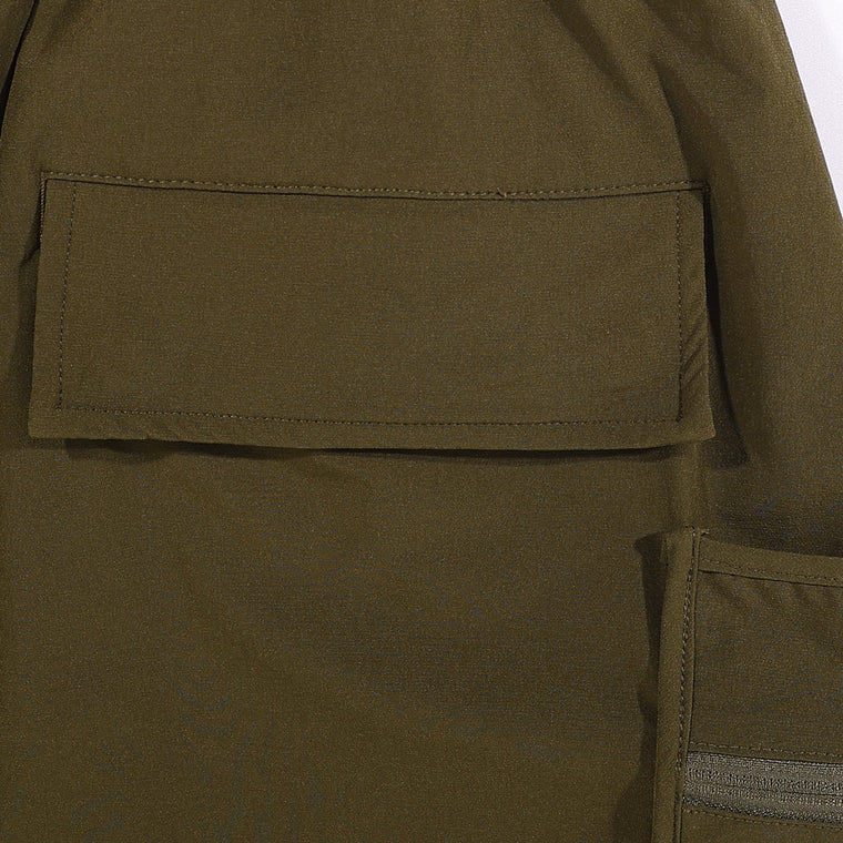 A[S]USL DOUBLE ZIPPER POCKETS SHORTS-OLIVE