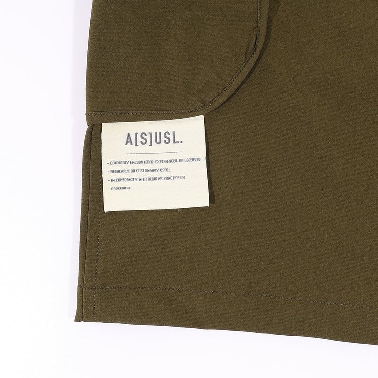 A[S]USL DOUBLE ZIPPER POCKETS SHORTS-OLIVE