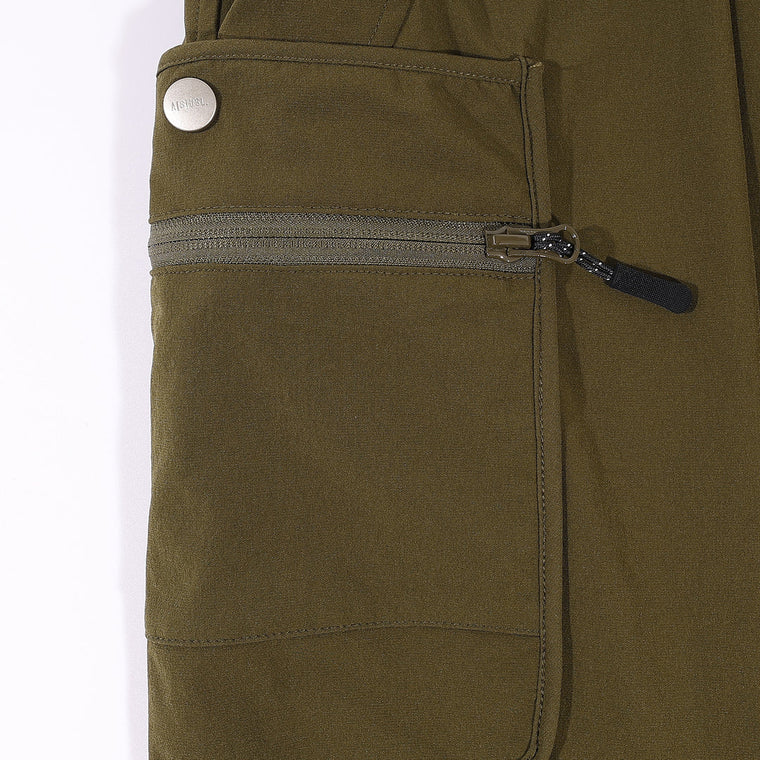 A[S]USL DOUBLE ZIPPER POCKETS SHORTS-OLIVE