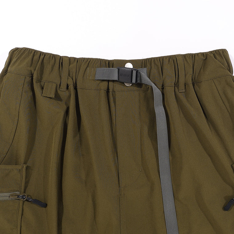 A[S]USL DOUBLE ZIPPER POCKETS SHORTS-OLIVE