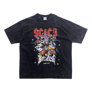 2ND CLOSET DRAGON BALL DESTROY WASHED PRINTED T-SHIRT-BLACK
