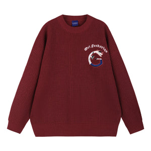 ORI FREDERIQO DRAGON PRINT PULLOVER SWEATSHIRT-RED